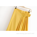 Women Pleated Long Skirt With Belt Dress